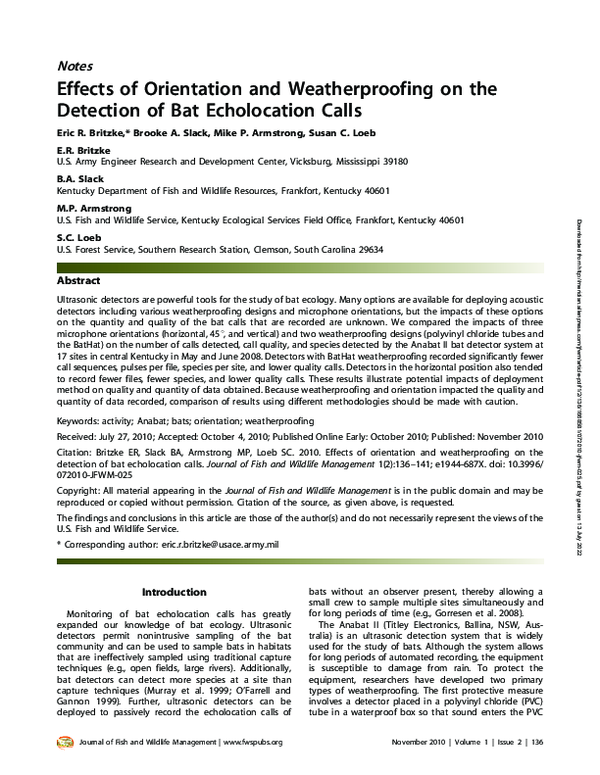 (PDF) Effects of Orientation and Weatherproofing on the Detection of ...