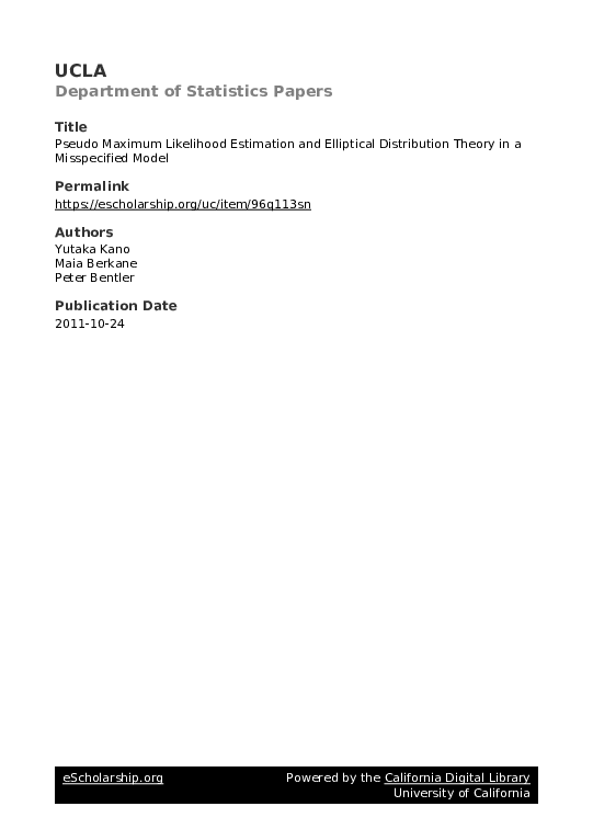 (PDF) Pseudo Maximum Likelihood Estimation and Elliptical Distribution ...
