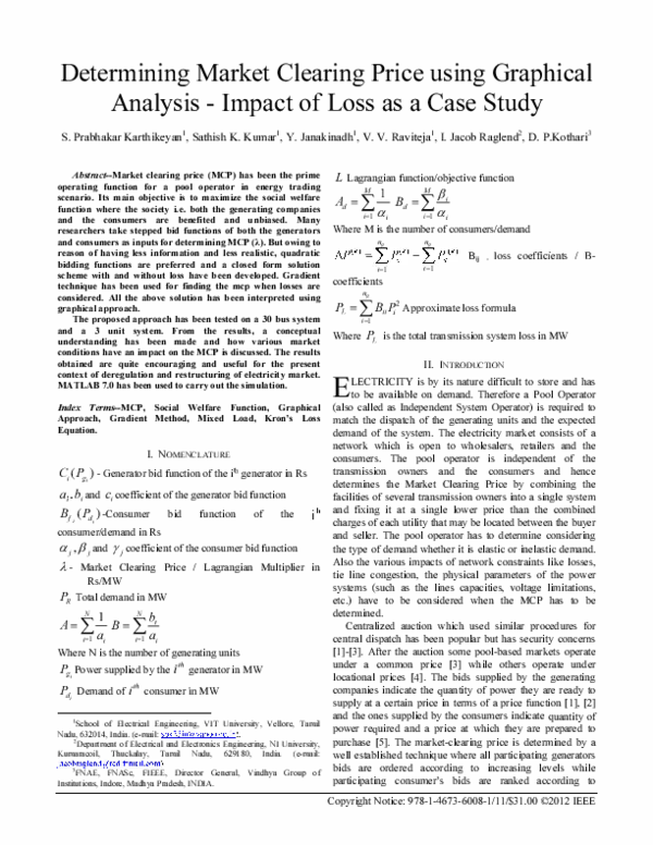 (PDF) Determining market clearing price using graphical analysis ...