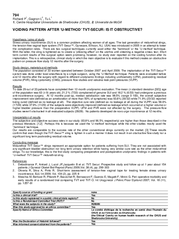 (PDF) UP-2.23: Voiding pattern after ‘U-method' TVT-Secur: is it ...