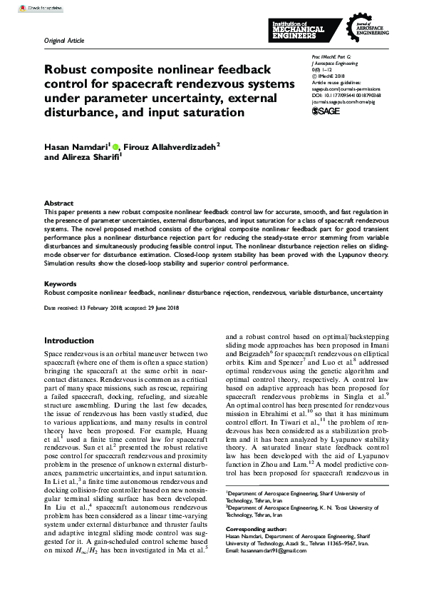 (PDF) Robust composite nonlinear feedback control for spacecraft ...