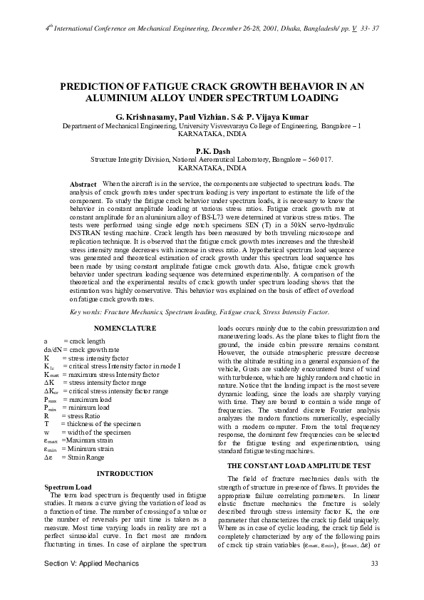 (PDF) Prediction of Fatigue Crack Growth Behavior in an Aluminium Alloy ...