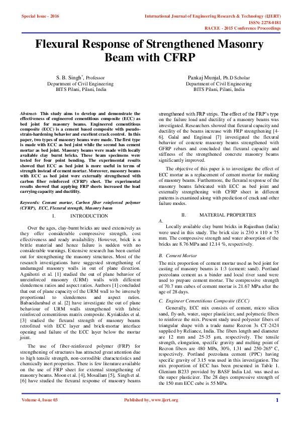 (PDF) Flexural response of masonry beam strengthened with FRP rebars
