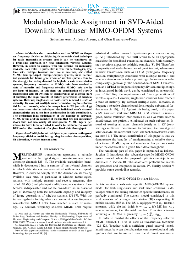 (PDF) Modulation-Mode Assignment in SVD-Aided Downlink Multiuser MIMO ...