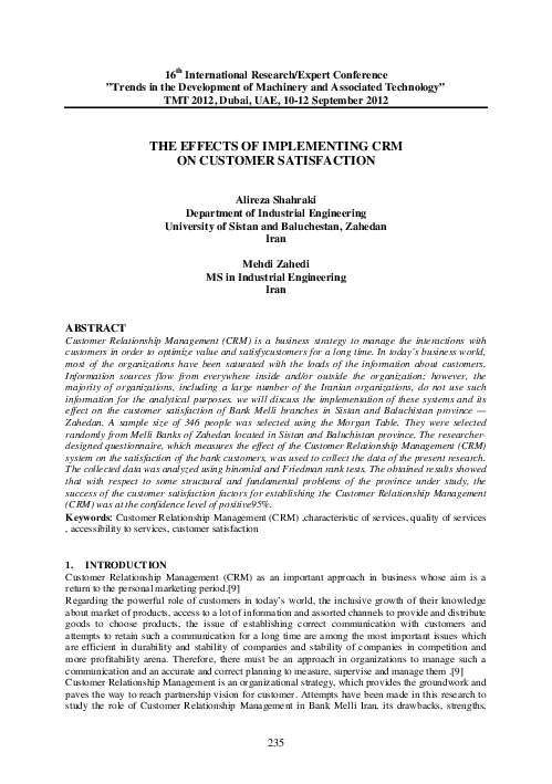 (PDF) The Effects of Implementing CRM on Customer Satisfaction ...