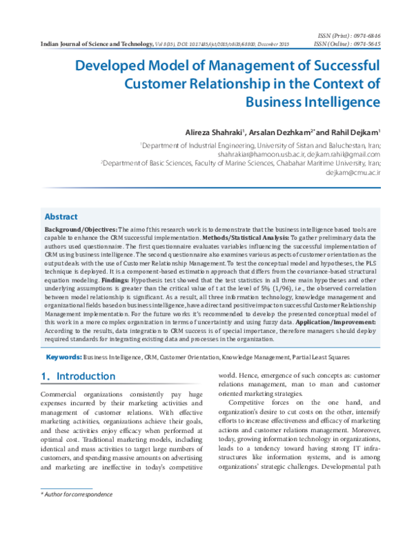 (PDF) Developed model of management of successful customer relationship ...
