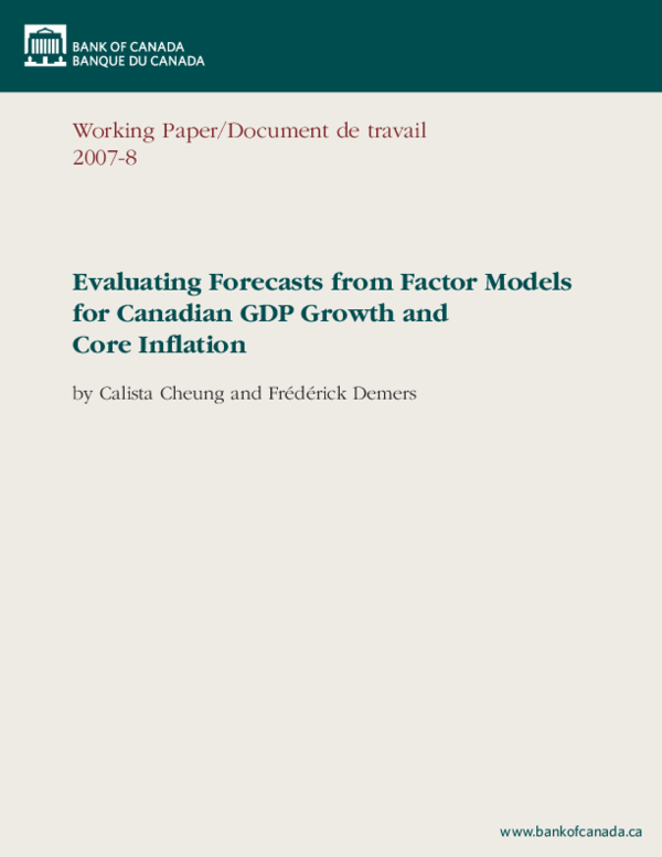 (PDF) Evaluating Forecasts from Factor Models for Canadian GDP Growth ...