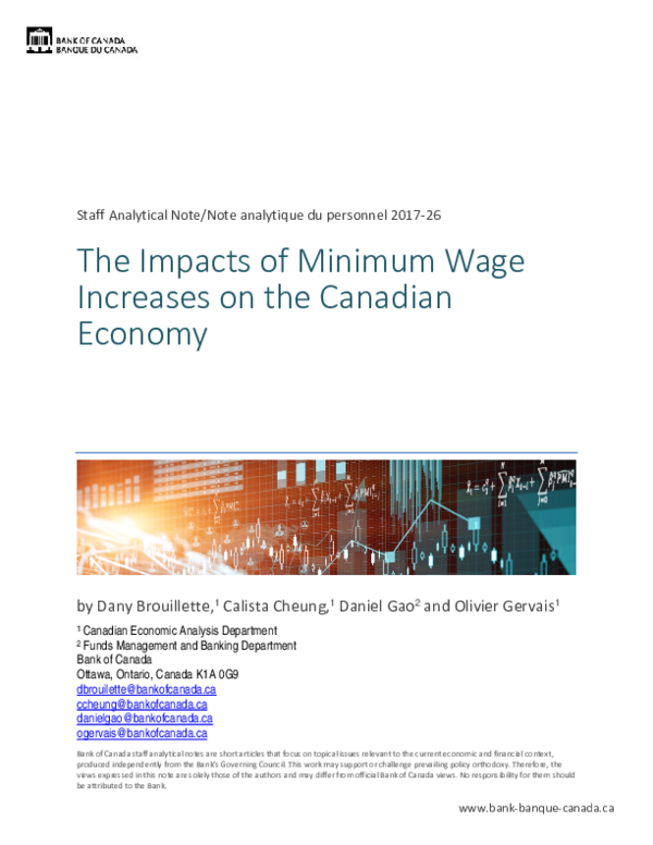 (PDF) The Impacts of Minimum Wage Increases on the Canadian Economy