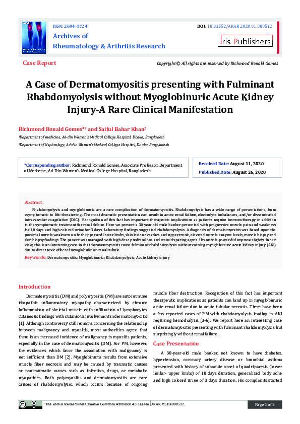 (PDF) A Case of Dermatomyositis presenting with Fulminant ...