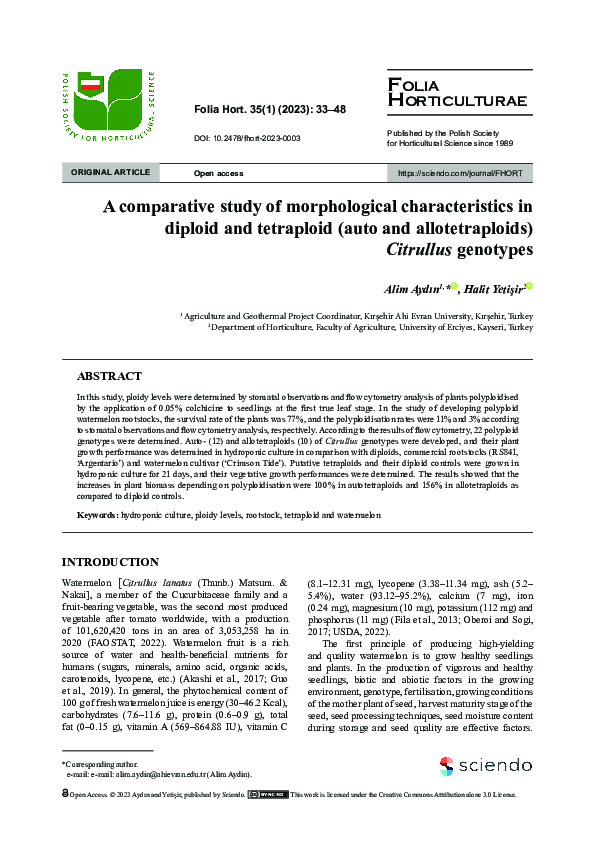 (PDF) A comparative study of morphological characteristics in diploid ...