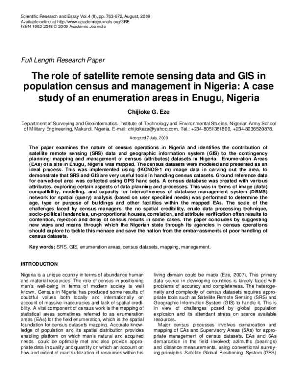 (PDF) The role of satellite remote sensing data and GIS in population ...