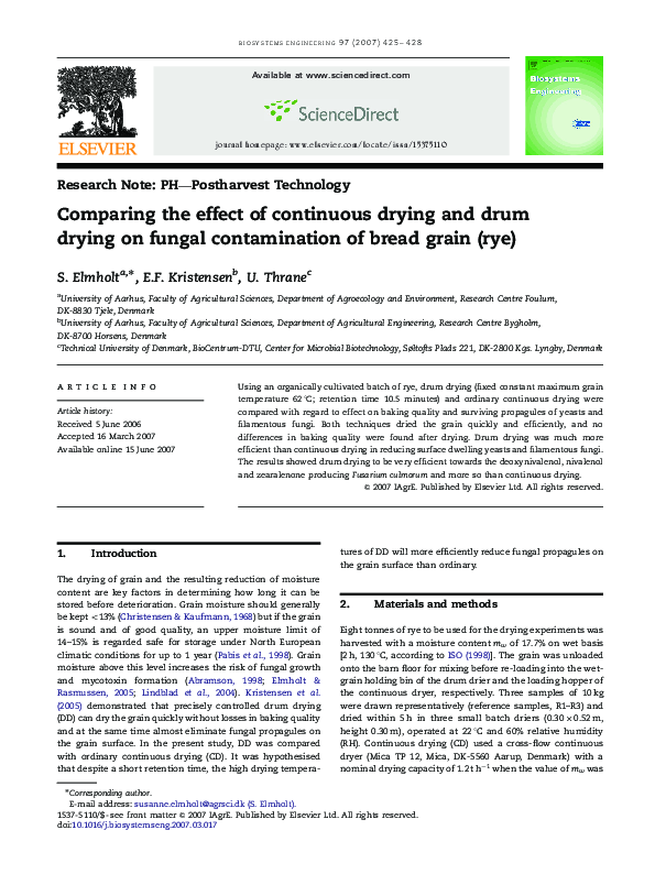 (PDF) Comparing the effect of continuous drying and drum drying on ...