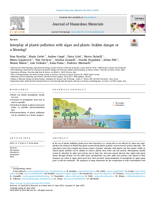 (PDF) Interplay of plastic pollution with algae and plants: hidden ...