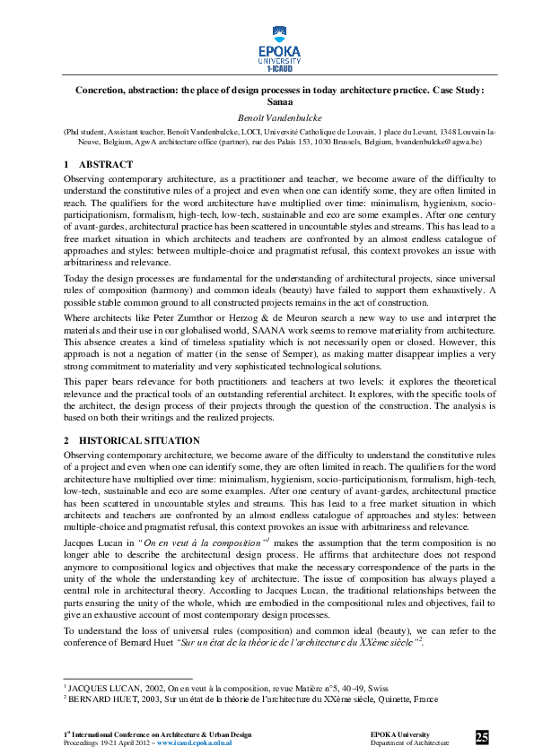 (PDF) Concretion, abstraction : the place of design processes in today ...