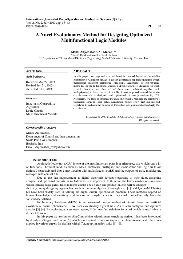 (PDF) A Novel Evolutionary Method for Designing Optimized ...