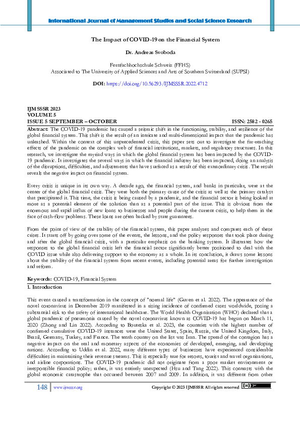 (PDF) The Impact of COVID-19 on the Financial System