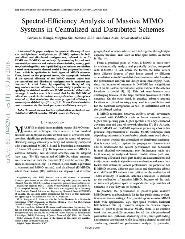 (PDF) Spectral-Efficiency Analysis of Massive MIMO Systems in ...