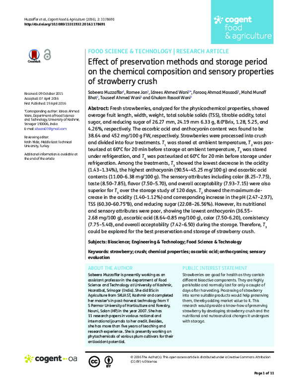 (PDF) Effect of preservation methods and storage period on the chemical ...
