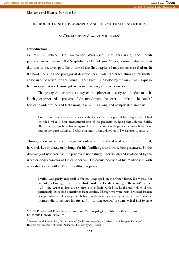 (PDF) Introduction: Ethnography and the Mutualizing Utopia