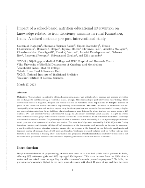 (PDF) Impact of a school-based nutrition educational intervention on ...
