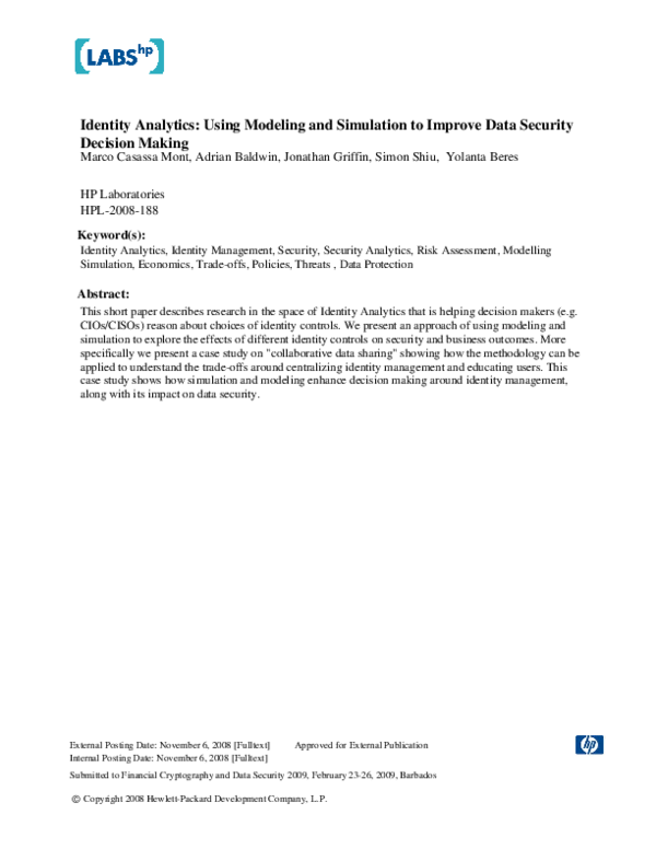 (PDF) Identity Analytics: Using Modeling and Simulation to Improve Data ...