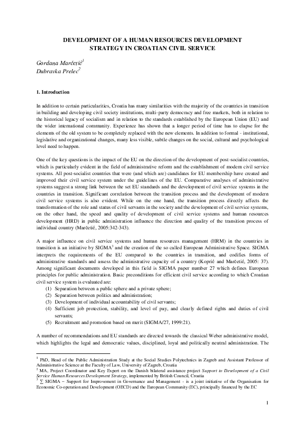 (PDF) Development of a Human Resources Development Strategy in Croatian ...