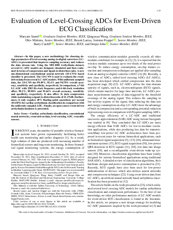 (PDF) Evaluation of Level-Crossing ADCs for Event-Driven ECG Classification
