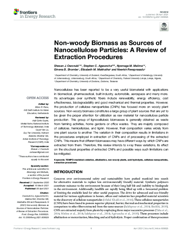 (PDF) Non-woody Biomass as Sources of Nanocellulose Particles: A Review ...