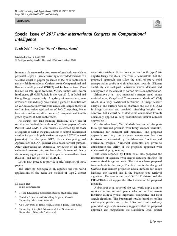 (PDF) Special issue of 2017 India International Congress on ...