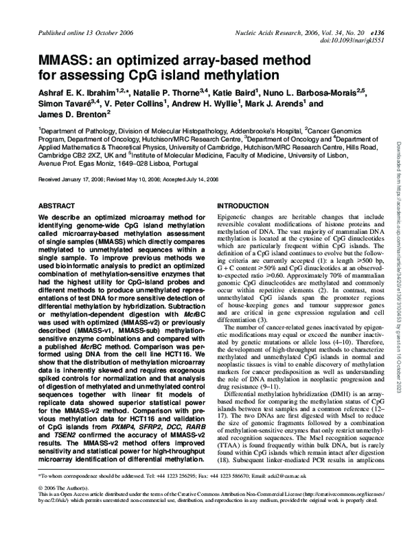 (PDF) MMASS: an optimized array-based method for assessing CpG island ...