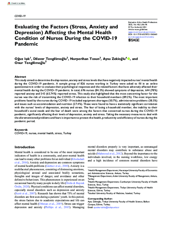 (PDF) Evaluating the Factors (Stress, Anxiety and Depression) Affecting ...