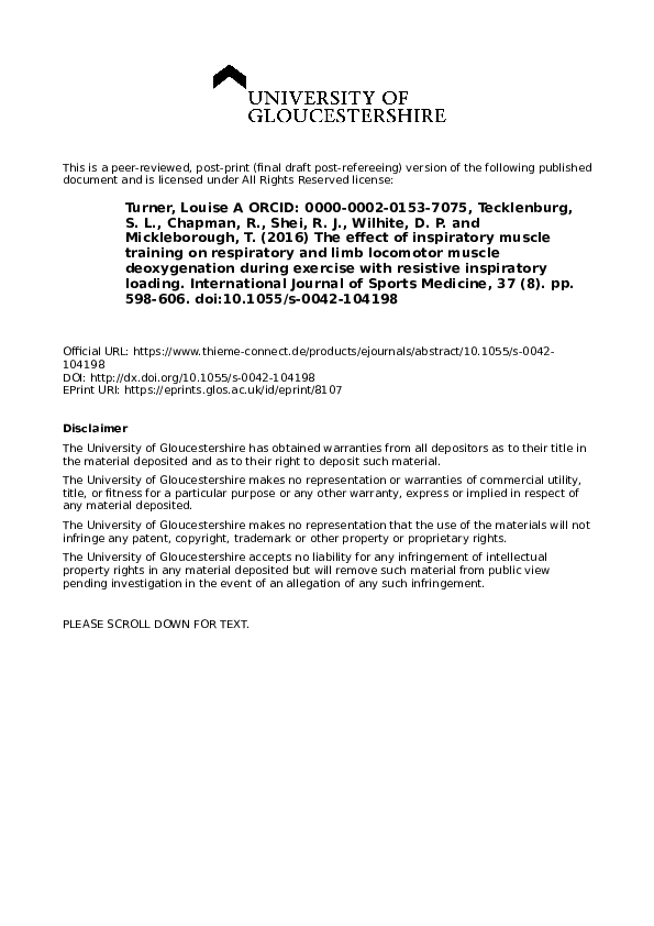 (PDF) The Effect of Inspiratory Muscle Training on Respiratory and Limb ...