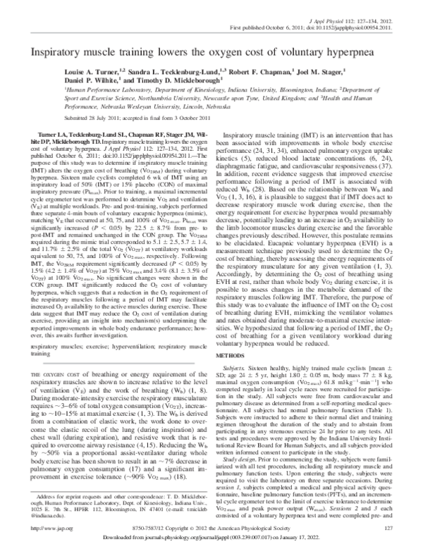 (PDF) Inspiratory muscle training lowers the oxygen cost of voluntary ...