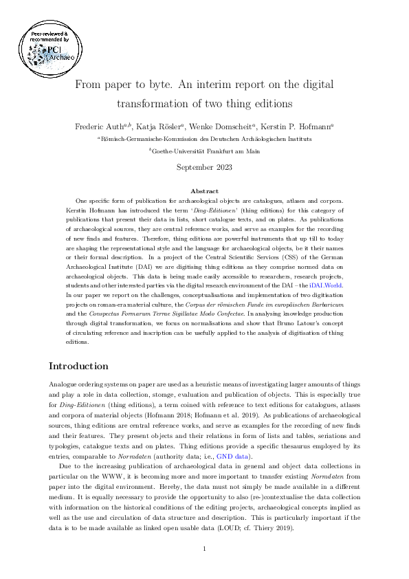 (PDF) From paper to byte: A workshop report on the digital ...