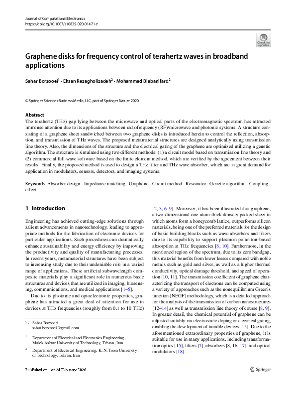 (PDF) Graphene disks for frequency control of terahertz waves in ...