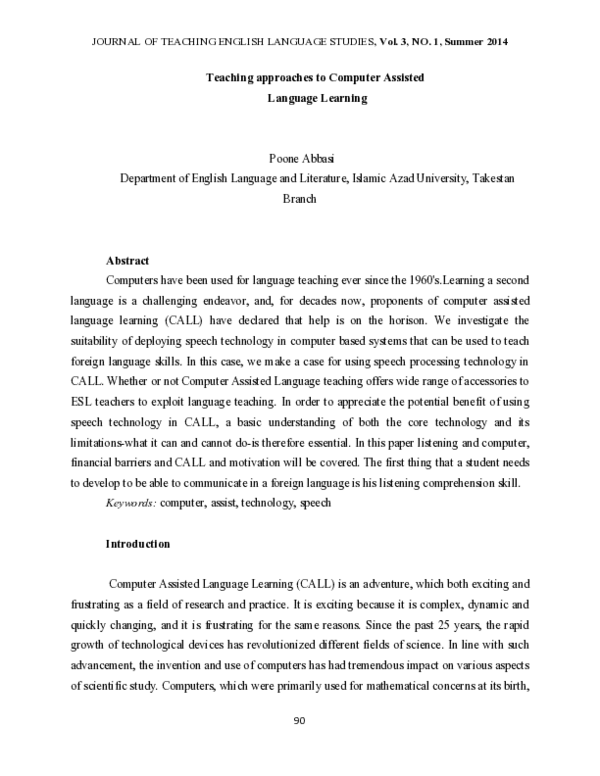 (PDF) Teaching approaches to Computer Assisted Language Learning