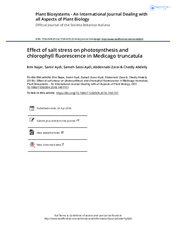 (PDF) Effect of salt stress on photosynthesis and chlorophyll ...