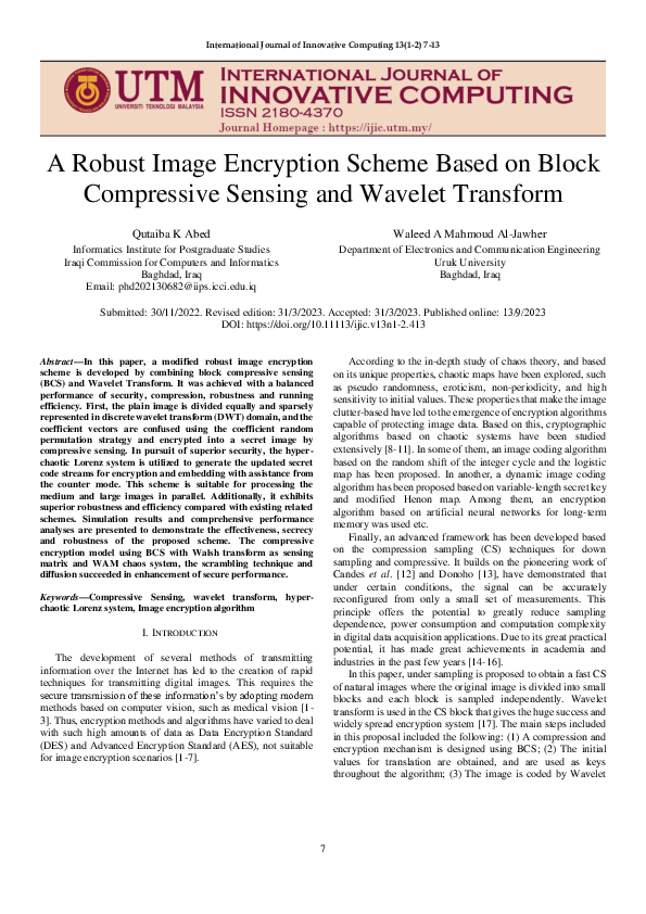 (PDF) A Robust Image Encryption Scheme Based on Block Compressive ...