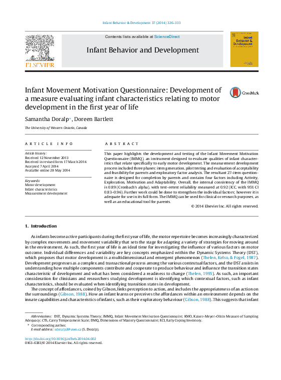 (PDF) Infant Movement Motivation Questionnaire: Development of a ...
