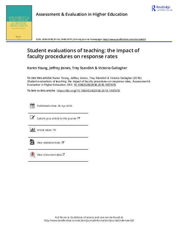 (PDF) Student evaluations of teaching: the impact of faculty procedures ...