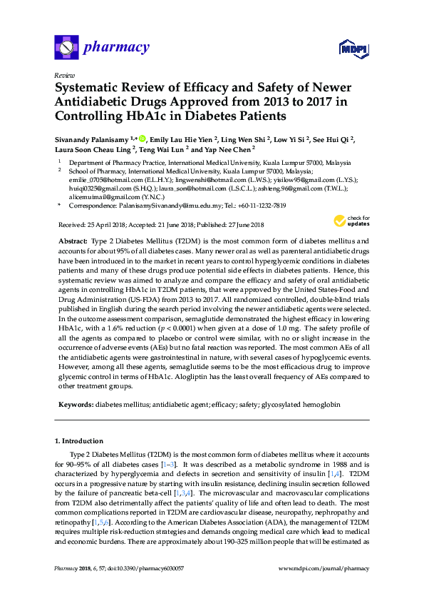(PDF) Systematic Review of Efficacy and Safety of Newer Antidiabetic ...