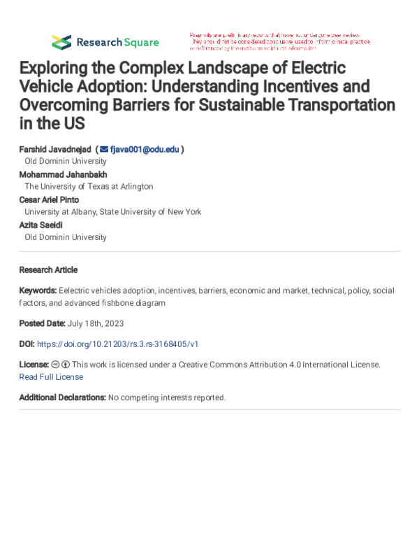 (PDF) Exploring the Complex Landscape of Electric Vehicle Adoption ...