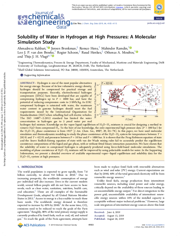 (PDF) Solubility of Water in Hydrogen at High Pressures: A Molecular ...