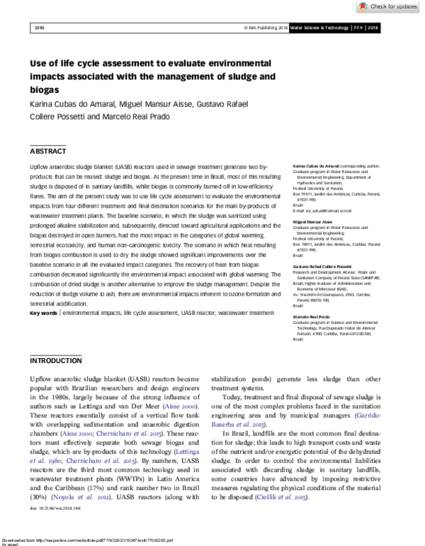 (PDF) Use of life cycle assessment to evaluate environmental impacts ...