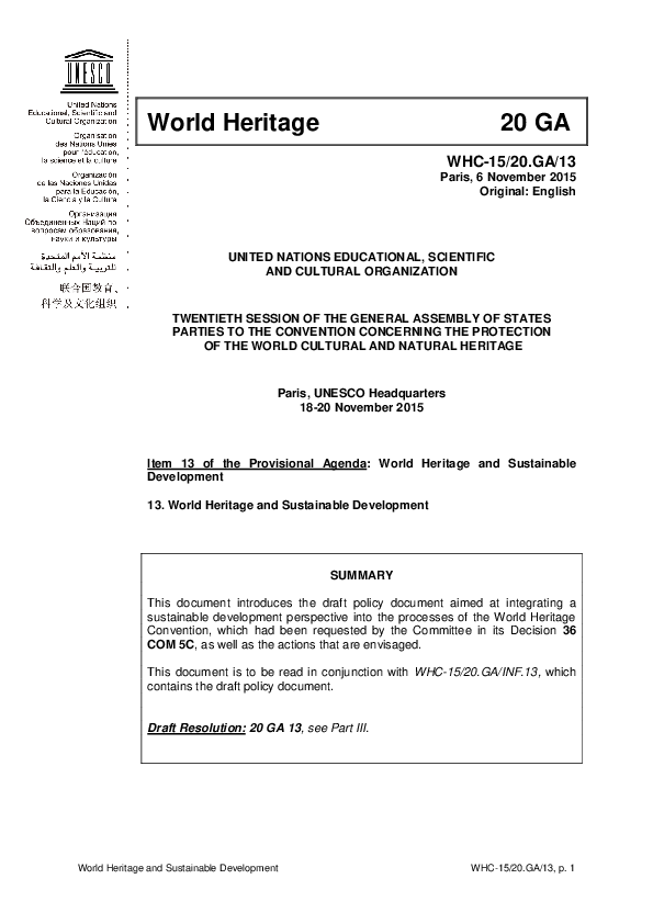 (PDF) World Heritage and sustainable development