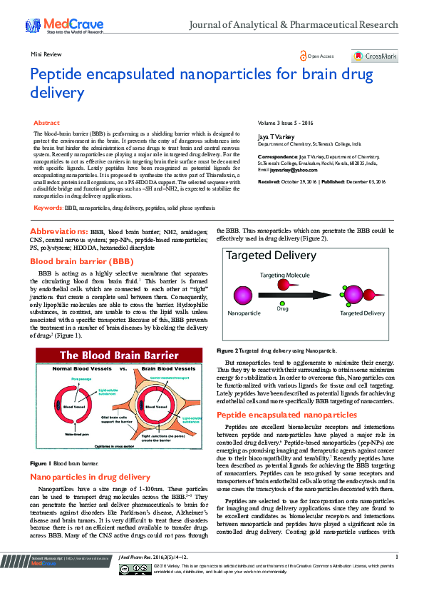 (PDF) Peptide Encapsulated Nanoparticles for Brain Drug Delivery