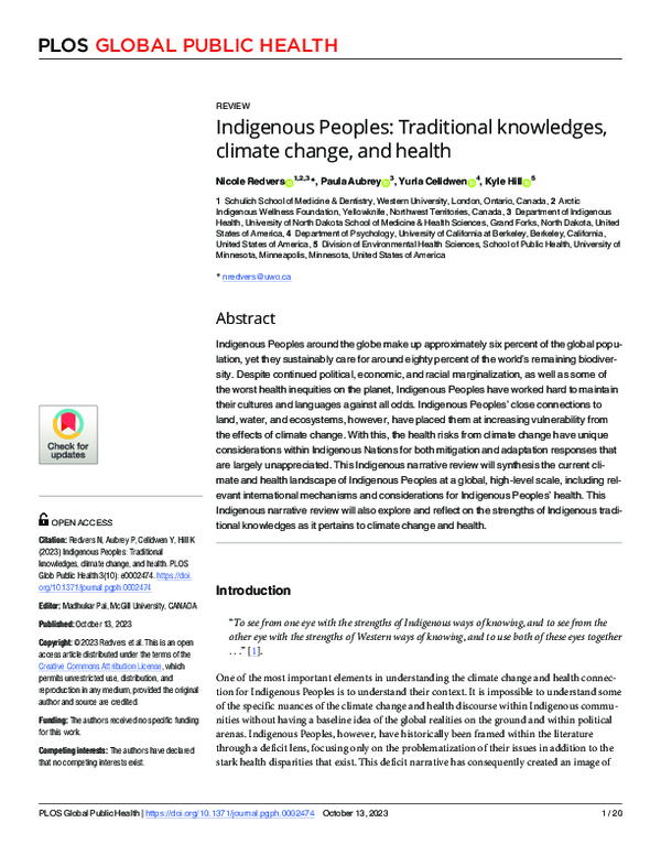 (PDF) Indigenous Peoples: Traditional knowledges, climate change, and ...