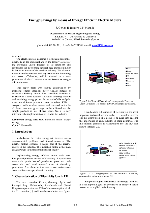 (PDF) Energy Savings by means of energy efficient electric motors