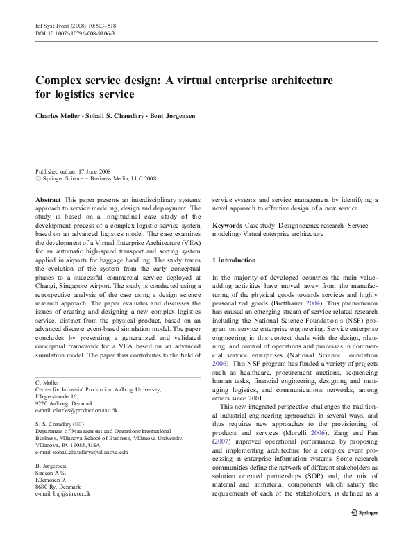 (PDF) Complex service design: A virtual enterprise architecture for ...