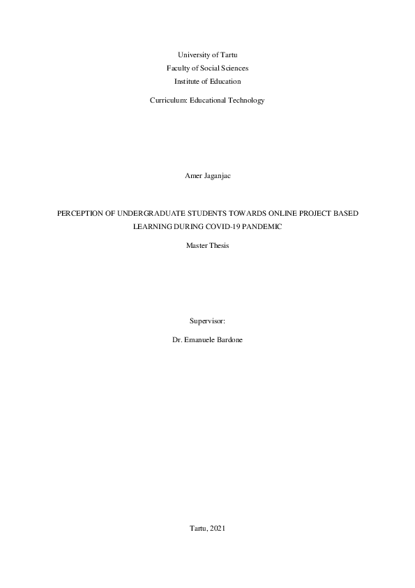 (PDF) Perception of undergraduate students towards online project based ...
